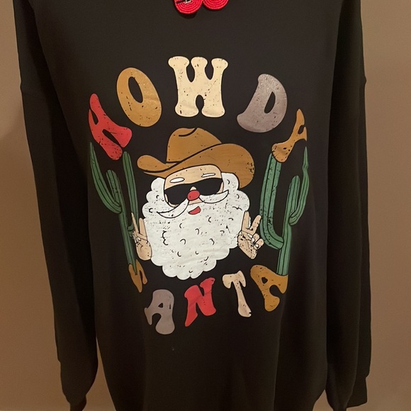 Christmas Howdy Santa Sweatshirt Size 3X - Picture 3 of 6